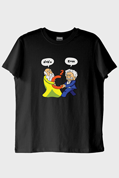 NUUGG تي شيرت آينشتاين بيزاغور الأسود