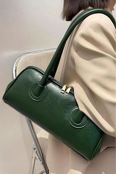 Rivina Women's Double Zipper Long Handle Baguette Model Hand & Arm & Shoulder Bag