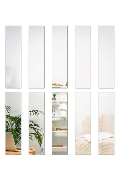 Generic Mirror Tiles, Mirror Stickers 20cm Stripe Self-Adhesive Mirror Remova...
