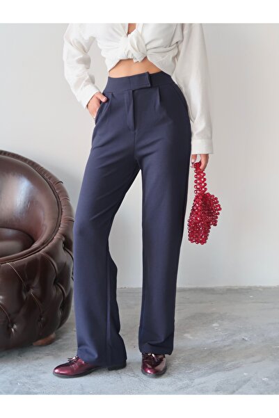 Paw Garage Women's Valeria Waist Velcro Palazzo Pants, Crepe Fabric, 4 Seasons