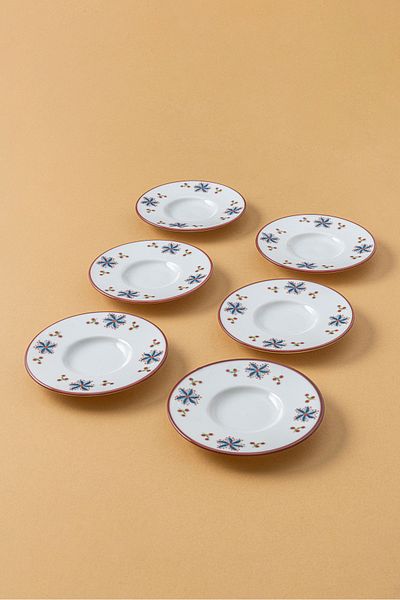 RUBİ PORSELEN Porcelain Patterned Tea Plate Set of 6