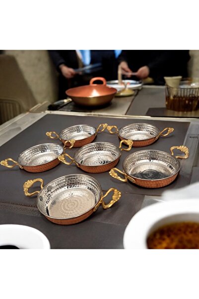 BARITCIOGLU Copper Mini Sahan Breakfast Plate Set of 6