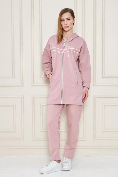 Modestia Women's Cotton Hooded Tunic Tracksuit Set