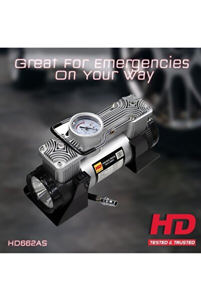 HD ضاغط هواء يعمل ببطارية السيارة مع طقم ومصباح يدوي رقمي HD662DS