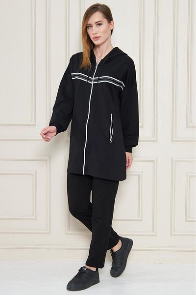 Modestia Women's Cotton Hooded Tunic Tracksuit Set