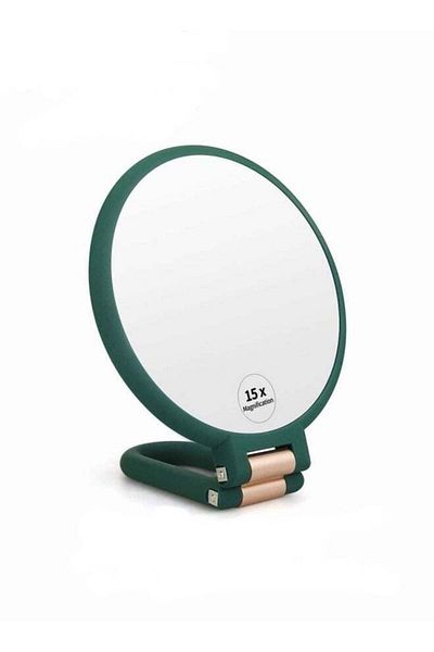 Generic MIXDE 2-in-1 Table and Handheld Mirror, Foldable Double-Sided Mirror Army Green