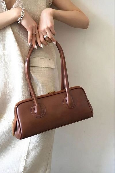 Rivina Women's Double Zipper Long Handle Baguette Model Hand & Arm & Shoulder Bag