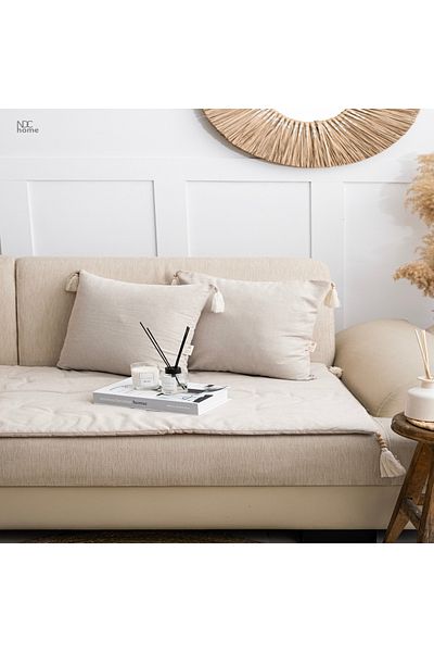 NDC HOME Yellow Piremium Linen Pet Friendly Linen Sofa Pad / Mattress [with Throw Pillow]