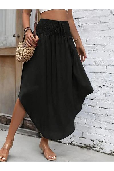 modamtn Women's High Waist Asymmetrical Cut Detailed Sandy Skirt