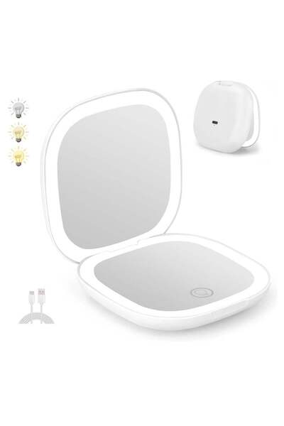 Generic Compact Mirror Lighted Travel Makeup Mirror with 1X/10X Magnifying Do...