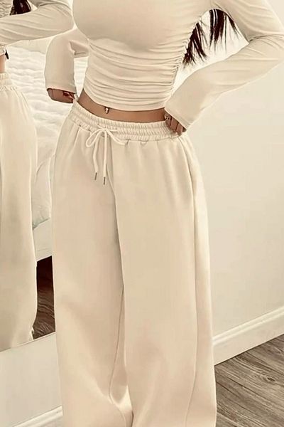 VibeGaia Ao Printed Modal Elastic Letter Printed Wide Leg Sweatpants Trousers
