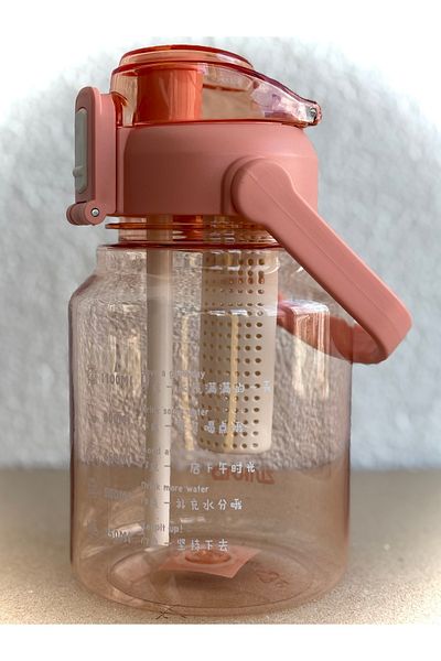 ALİA HOME Pink Water Bottle with Straw and Fruit Infuser – 1000 ml Bpa-Free Plastic Water Bottle