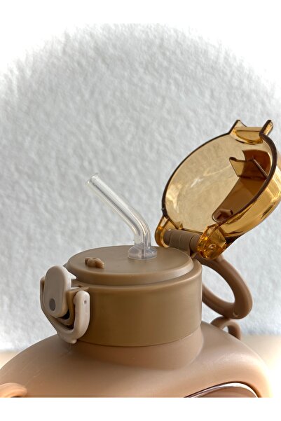 ALİA HOME Square Children's Water Bottle with Teddy Bear Design - 1000 ml Bpa-Free Plastic Water Bottle