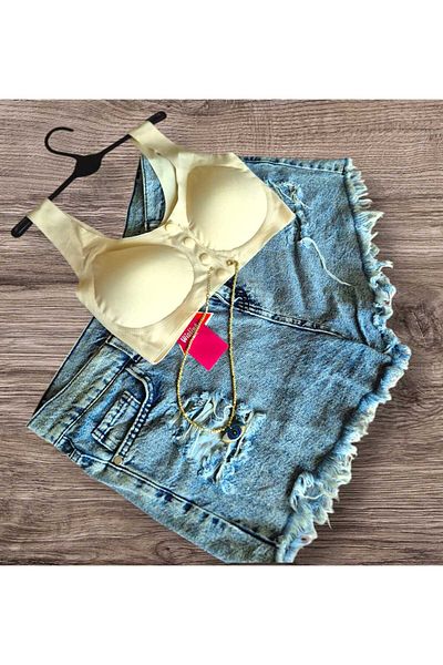 GMDPstore Front Button Microfiber Laser Cut Bra with Removable Pads