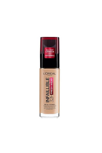 L'Oreal Paris Foundation, Loreal Paris, Infaillible Fresh Wear, SPF 25, Βιταμίνη C, 145 Beige Rose, 30 ml