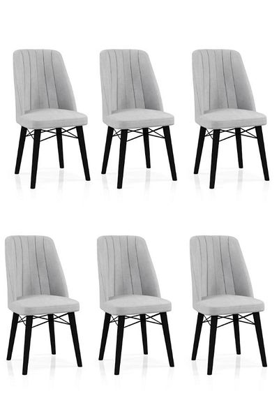 Desire Babyface Berlin Chair Set, 6 pcs Package, dining, kitchen, wooden legs Black