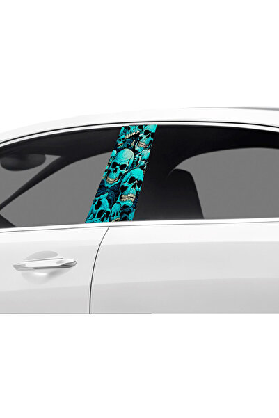 Çağlayan Reklam رقائق تغطية عمود باب السيارة بنمط هيكل عظمي (مجموعة يمين ويسا...