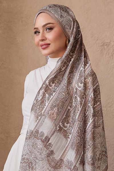 Webinay Home Voile Silk Shawl Ethnic Pattern Silk Scarfs Hijab Silk Shawl