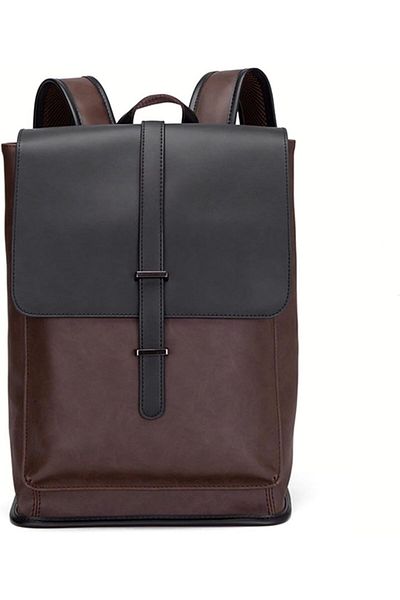 Shopi VKEID Mens Backpack Mens Shoulder Bag Outdoor Travel Backpack Men's PU Leather Backpack Large Capaci