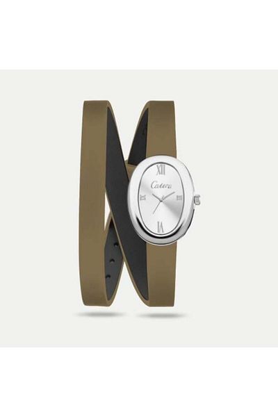 catera Caterra Women's Watch with Brown Leather Strap and Silver Frame