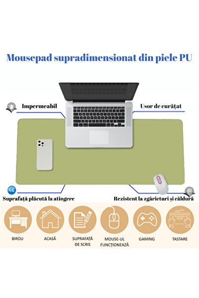 VisionHub Mousepad mare, piele PU pentru protecția biroului, suprafață moale, impermeabil, bază antiderapantă, 80x40cm