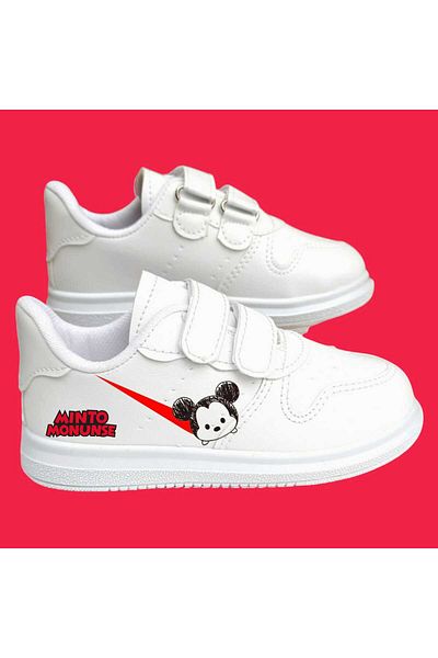 LİASSHOES Water Red Monkey Printed White Tape Children's Sports Shoelace Sneaker