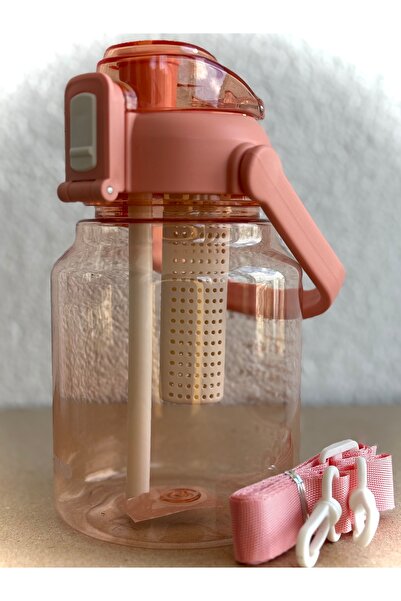 ALİA HOME Pink Water Bottle with Straw and Fruit Infuser – 1000 ml Bpa-Free Plastic Water Bottle