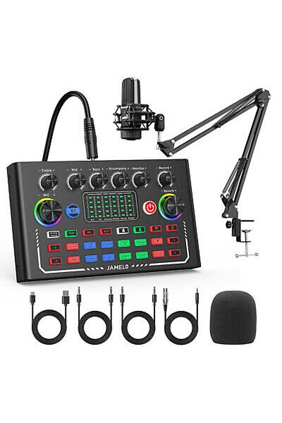 Shopi JAMELO F009 Live Broadcast Sound Card Wireless Bluetooth Gaming Audio Mixer