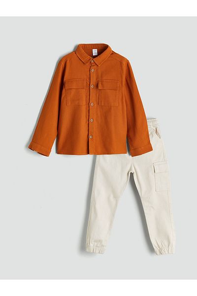 LC Waikiki Lcw Kids New Season Basic Boys Shirt and Pants 2-Piece