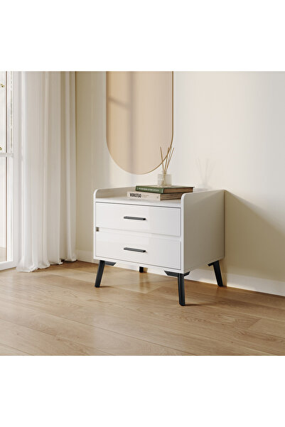 Home Box طاولة جانبية مارويل ذات درجين وسطح من الحجر المصقول