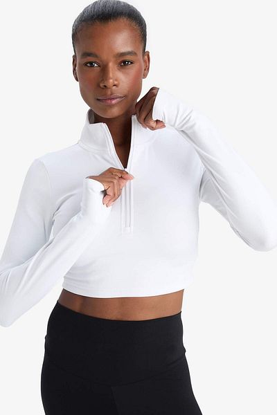 DeFacto Defactofit Slim Fit Slim Fit Zipper Stand Collar Long Sleeve T-Shirt W0343Az25Au