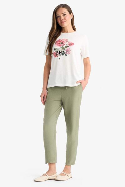 DeFacto Elastic Waist Lace-Up Basic Straight Leg Jogger Pants D2573Ax25Sp