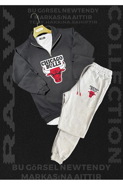 Minikelya Chigago Bulls Fan Dikyaka Sweatshirt Sweatpants 2 Fan Set Combination