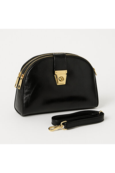 Satuna Kadın Şık Çapraz Askılı Mini Çanta - Astarlı Çift Fermuarlı Deri Görün...