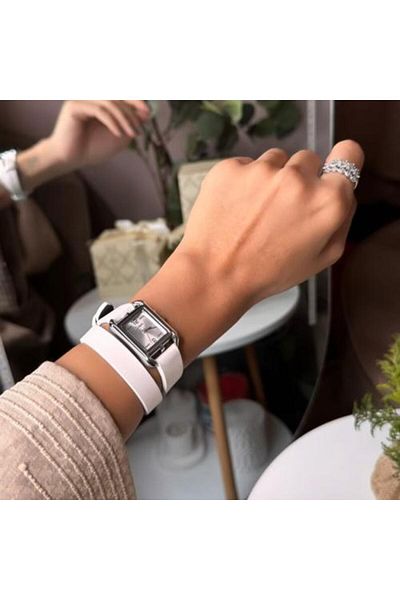catera Caterra Women's Watch, White Dial, Leather Band, Silver Frame