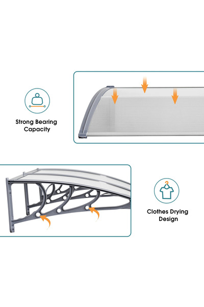 Gardinus Pratik Sundurma 200 X 80 Cm Gri Ayak Şeffaf Levha