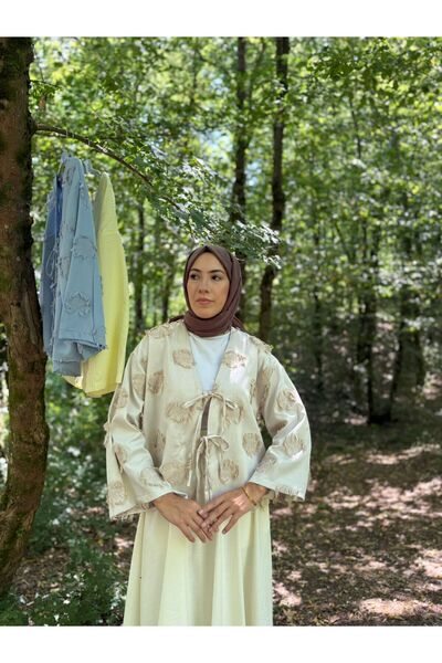 Wennalife Kimono Püsküllü Krem Ceket