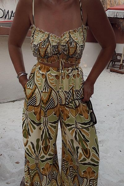 ELVAN TOLON Yellow Botanical Patterned Set