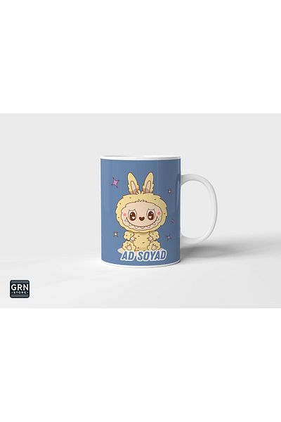 GRN TASARIM Labubu Blue Yellow Personalized Printed Mug