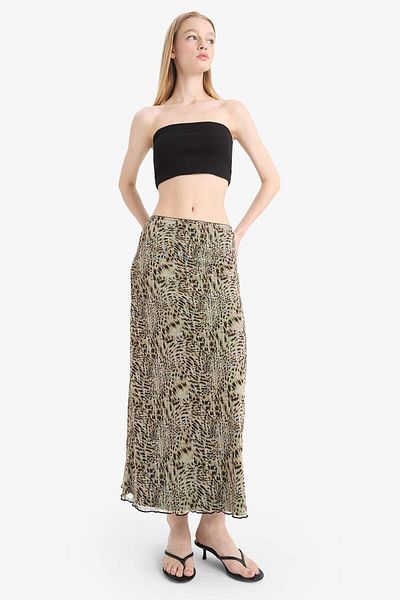 DeFacto Coool a Form Patterned Normal Waist Combed Cotton Lining Tulle Maxi Skirt D7077Ax25Au
