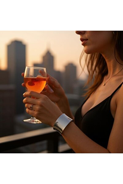 BuradaBuldun Wide Form Shiny Metal Bracelet - Minimal and Elegant Design