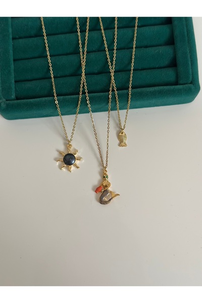 MİOSA 316L Çelik Deniz Kızı Trend Üçlü Kolye Seti
