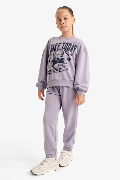 DeFacto Girl's 2 Piece Set Printed Sweatshirt Sweatpants E6416A825Au