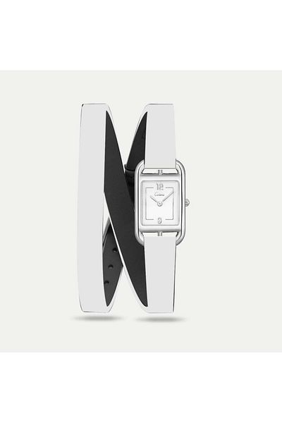 catera Caterra Women's Watch, White Dial, Leather Band, Silver Frame