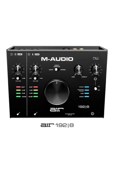 M-AUDIO AIR 192|8 | 4-giriş / 4-çıkış / 24-bit/192 kHz / +48 V mikrofon / MIDI/ enstrüman girişli yeni nesil