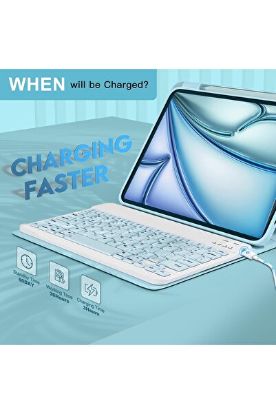 TEKNETSTORE Huawei Matepad SE 11 Inç 2024 Klavyeli Kılıf Q Türkçe Kalem Bölmeli Bluetooth Özellik Standlı