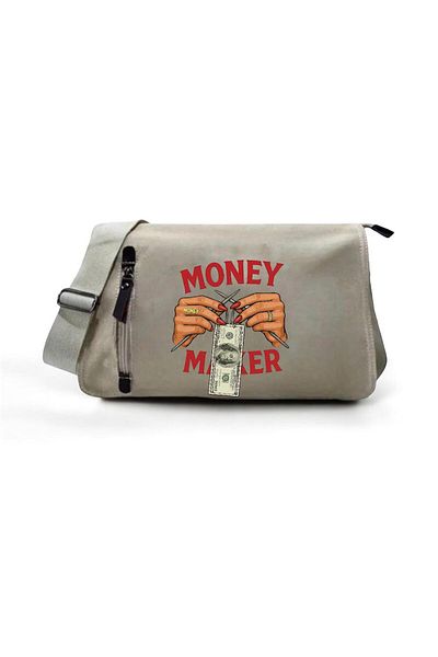 DEEFWEAR Beige Money Maker Printed Unisex School, Course, Dershane Messenger Bag