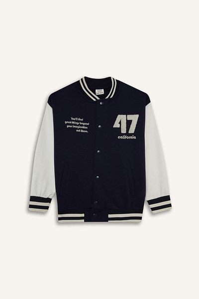 DeFacto Boy's Printed College Collar Bomber Jacket F4550A825Au