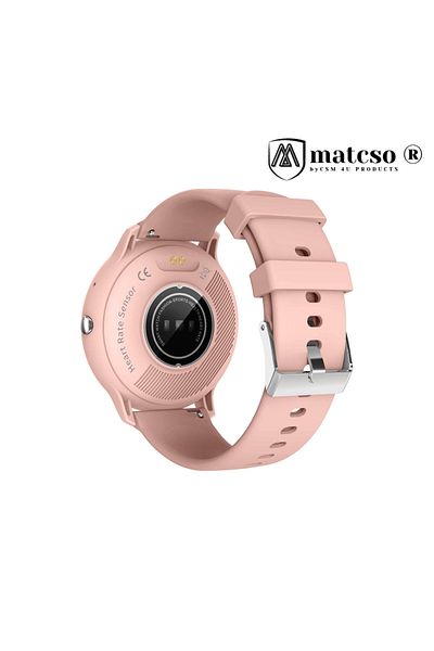 matcso by CSM 4U PRODUCTS® SmartWatch, 1.28 inch Display, Call/Sms/Social Media Notifications, Full Touch, Beige
