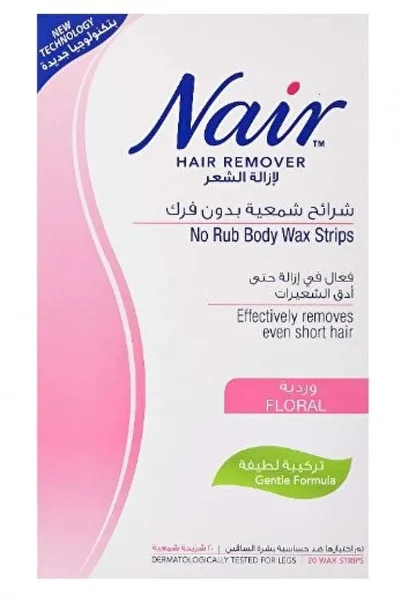 Nair Wax Strips for Body Hair Removal by - Floral Scent, 20 Strips
